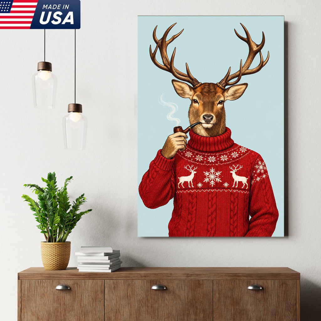 Cozy Christmas Buck Canvas