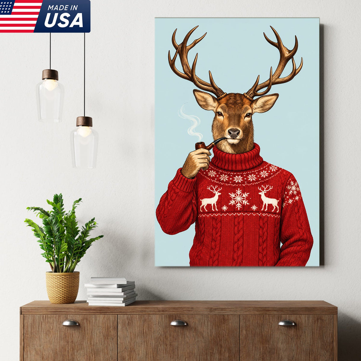 Cozy Christmas Buck Canvas