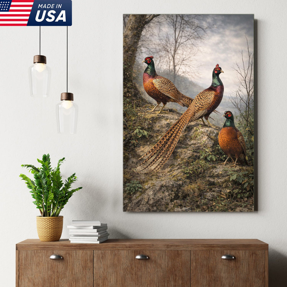 Pheasant Hunting Canvas Wall Art – Upland Bird Hunting Decor for Hunter Home