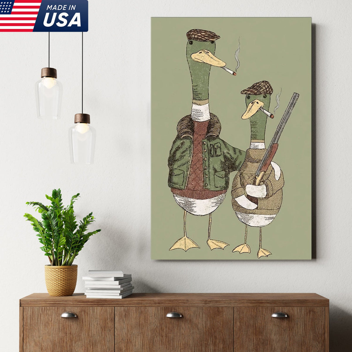 Funny Hunting Duck Wall Art, Duck Hunter Canvas, Gift for Hunter