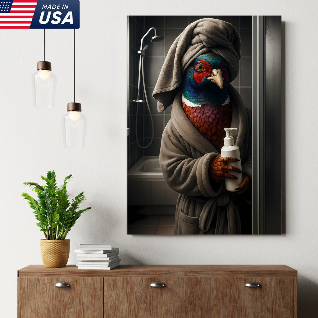 Funny Pheasant Bathroom Canvas – Hilarious Gift for Hunters & Outdoorsmen- Rustic Wall Art
