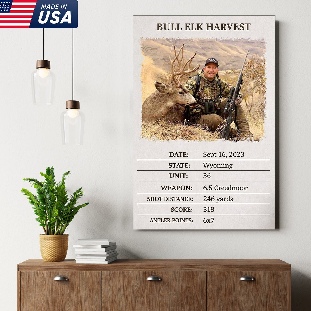 Personalized Bull Elk Hunting Canvas – Custom Hunting Trophy Wall Art
