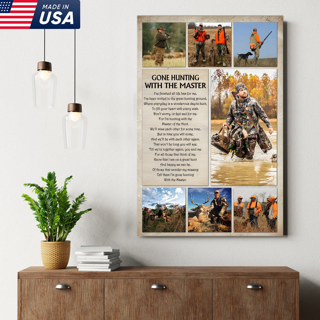 Gone Hunting With The Master Canvas Wall Art – Hunting Memorial Gift, Sympathy Gift for Hunter Loss