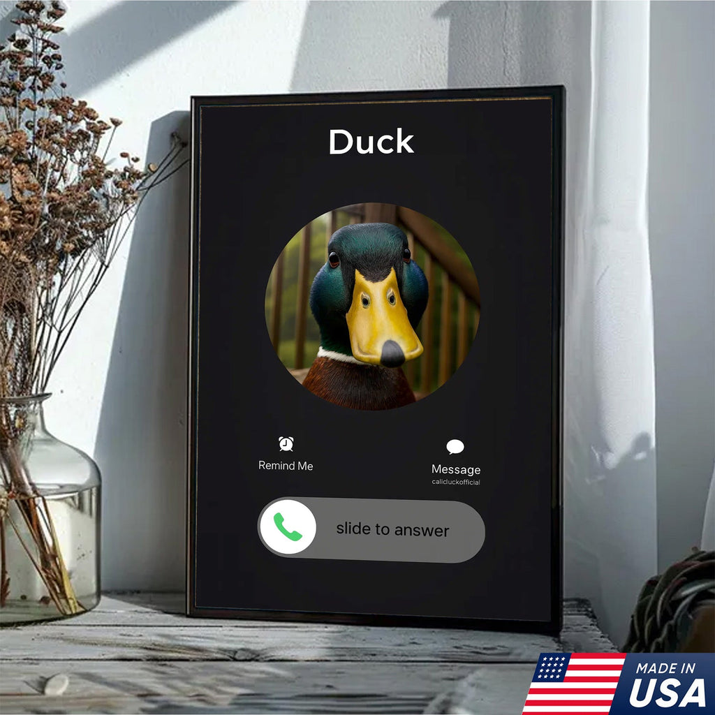 Funny Duck Calling Canvas – Hilarious “Incoming Call from Duck” Wall Art for Farmhouse