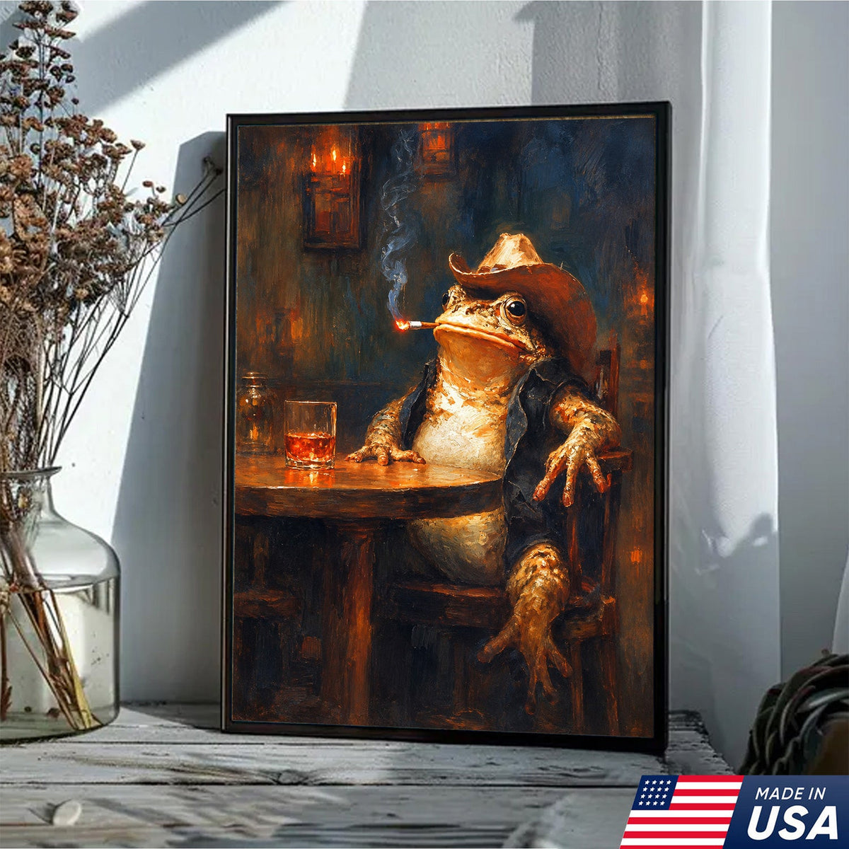 Midnight Cowboy Frog Canvas