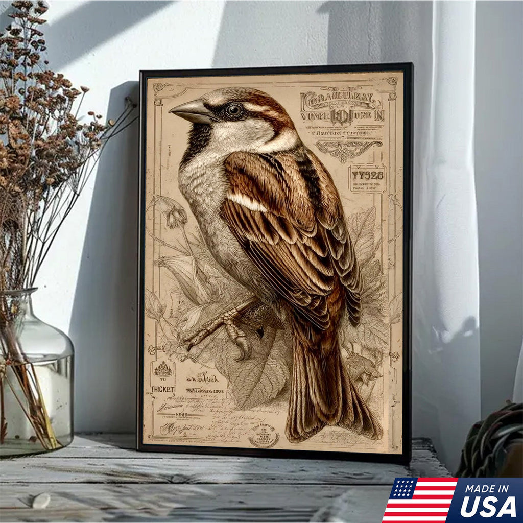 Vintage Sparrow Elegance Canvas
