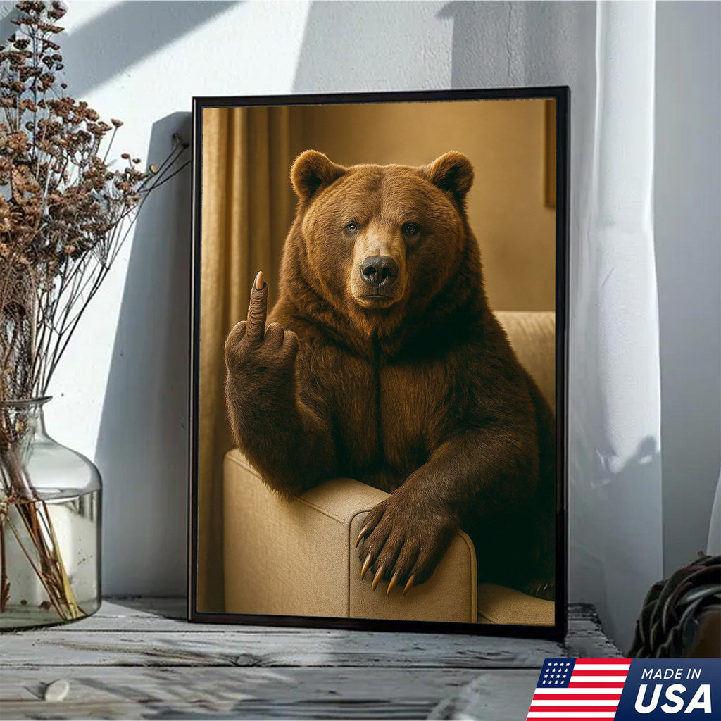 Funny Fukin' Bear Canvas – Funny Rude Animal Wall Art, Savage Man Cave Decor