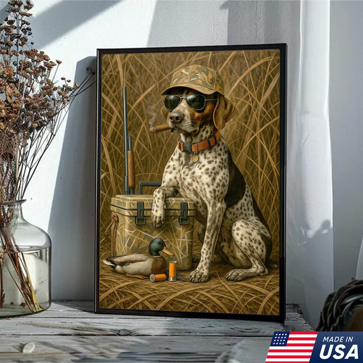 Hunting Dog Canvas Wall Art, Duck Hunter Retriever with Gear
