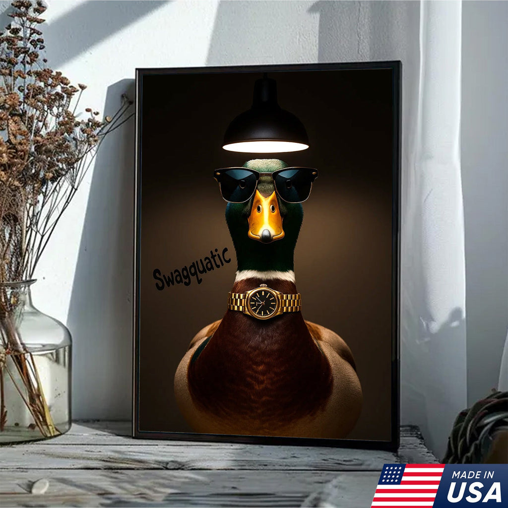 Swag Duck Canvas Art – Cool Duck with Sunglasses & Gold Watch