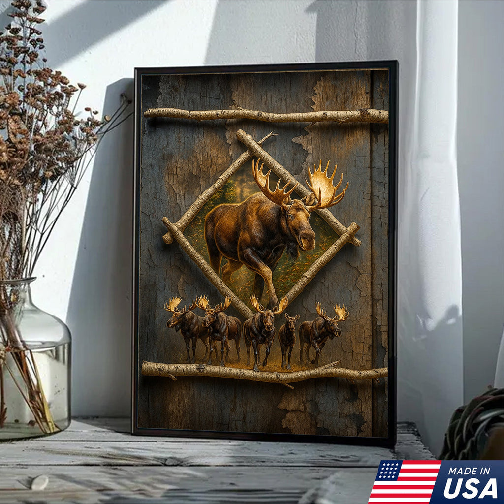 Majestic Moose Canvas Wall Art – Rustic Cabin Decor & Perfect Gift for Hunters