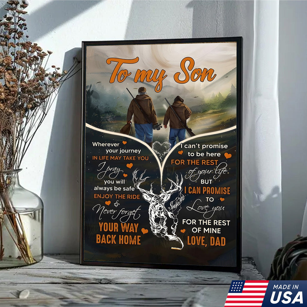 Personalized To My Son Hunting Canvas Wall Art – Gift from Dad to Son, Hunting Deer Canvas