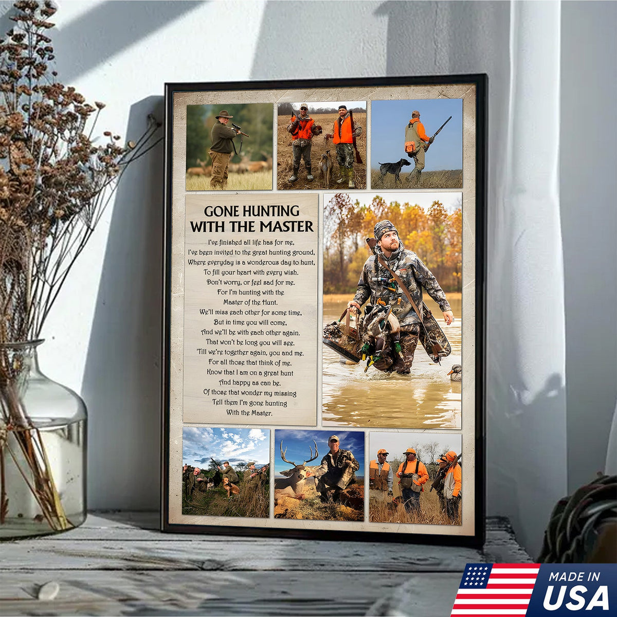 Gone Hunting With The Master Canvas Wall Art – Hunting Memorial Gift, Sympathy Gift for Hunter Loss