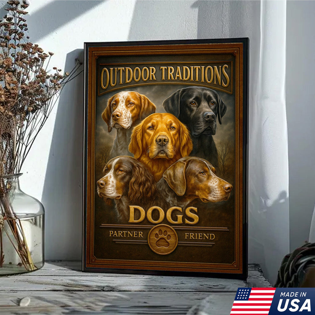 Outdoor Traditions Hunting Dog Canvas Wall Art – Rustic Cabin Decor & Gift for Hunters