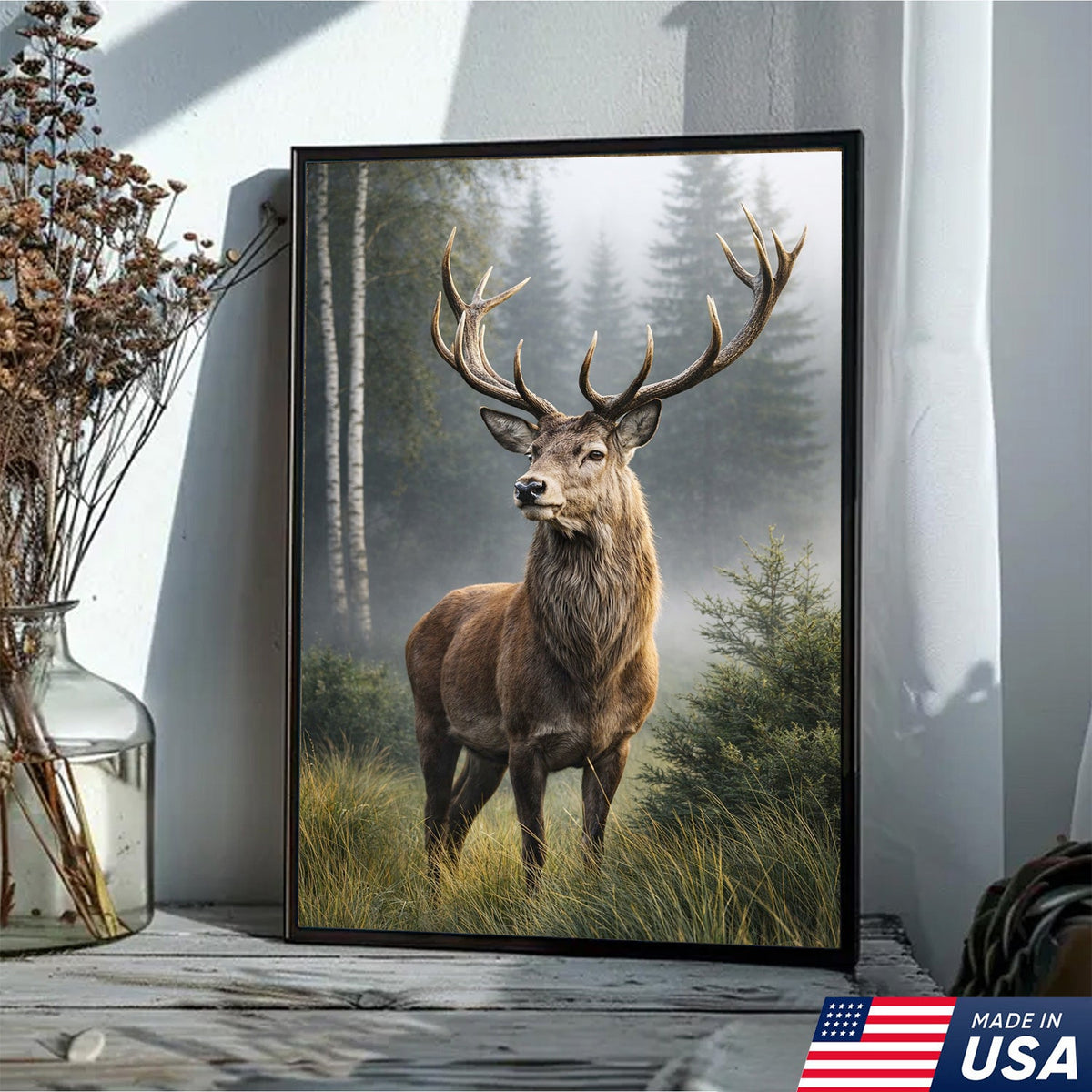 Deer Wall Art Canvas – Rustic Hunting Decor