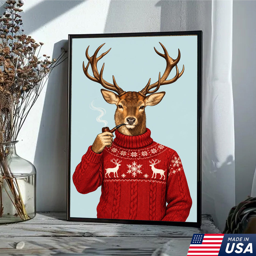 Cozy Christmas Buck Canvas