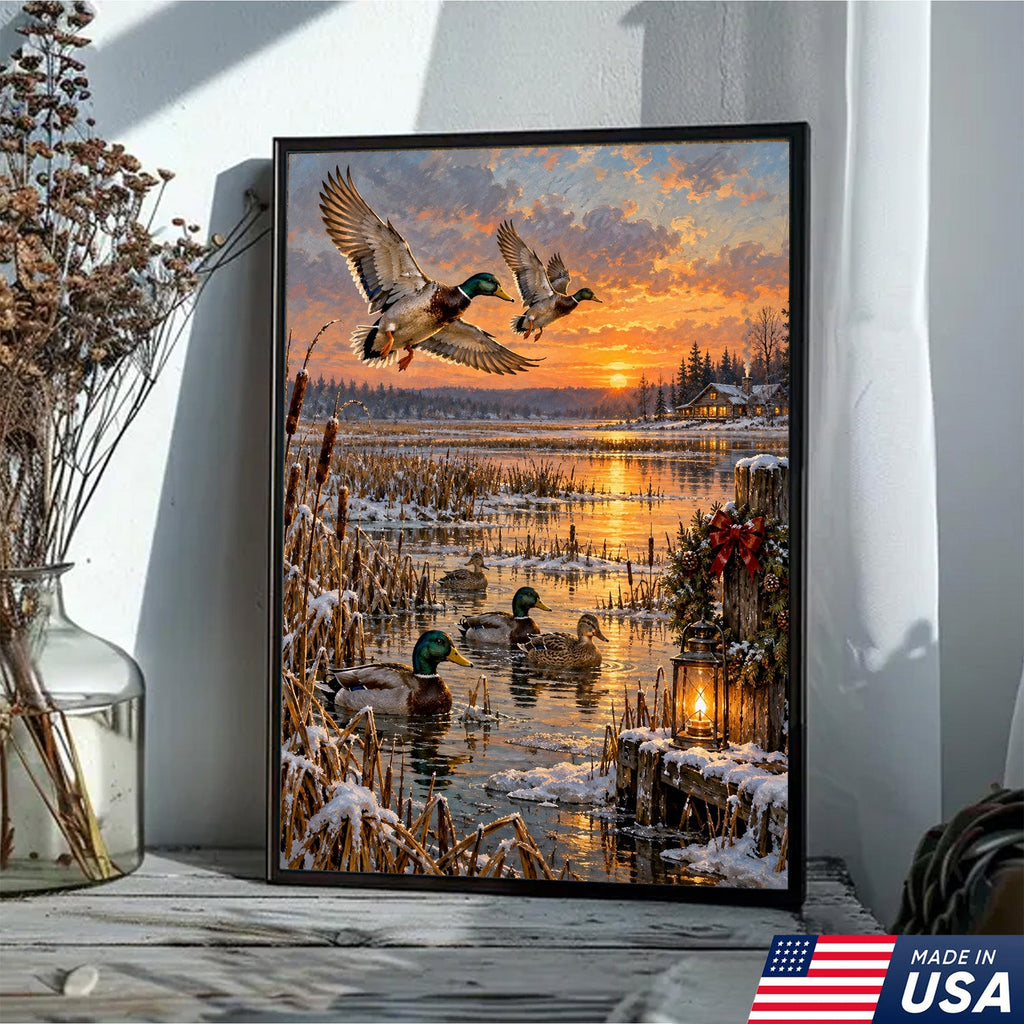 Christmas Mallard Sunset Canvas
