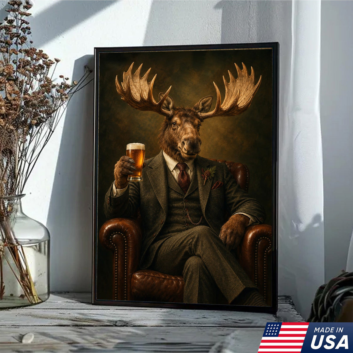 Regal Moose Gentleman Canvas