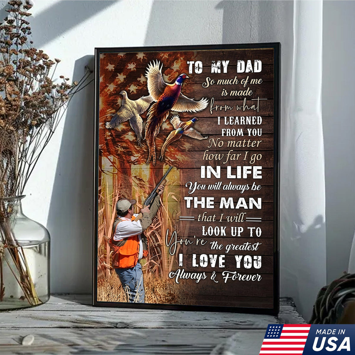 Personalized To My Dad Hunting Canvas Wall Art – Gift from Son to Dad, Duck Hunting Canvas Print