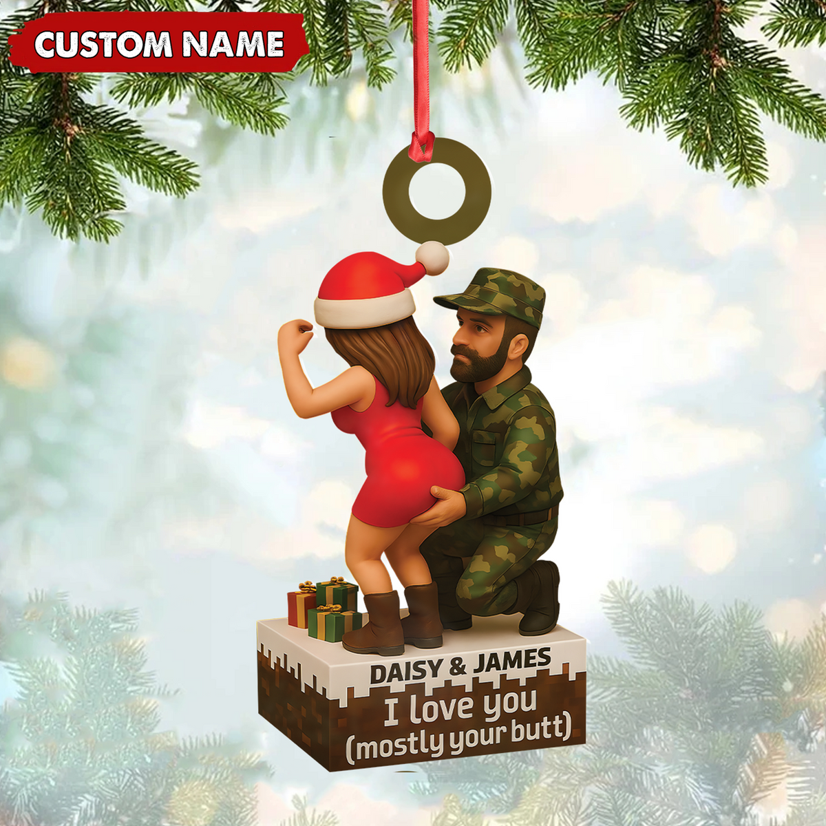 Personalized Funny Hunter Couple Acrylic Ornament – Custom Name Christmas Gift for Him or Her