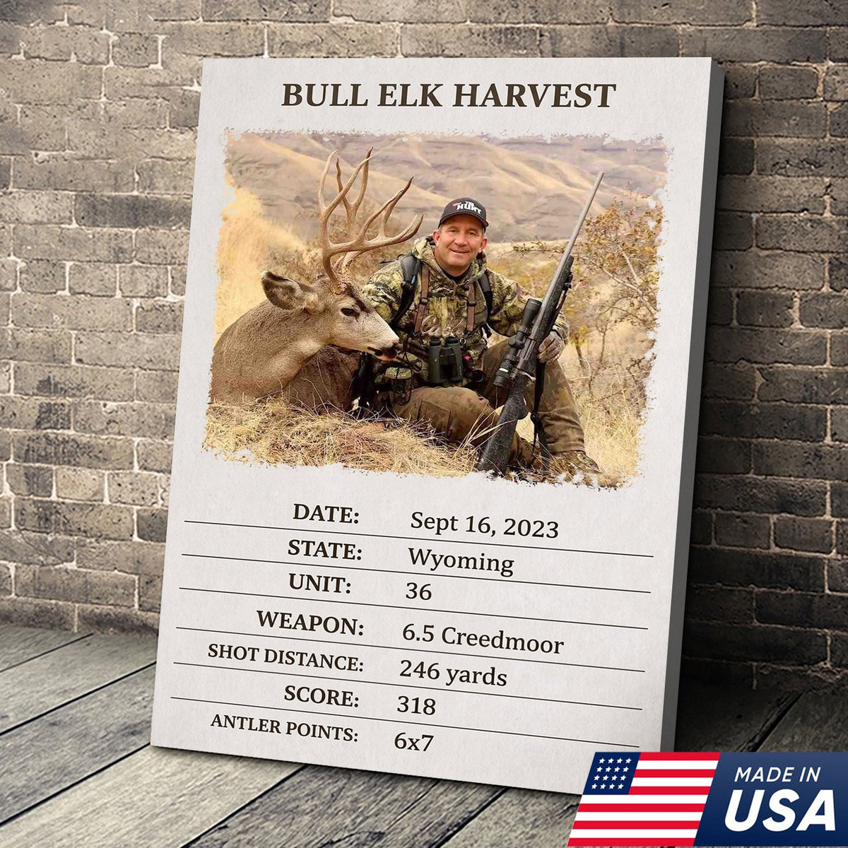Personalized Bull Elk Hunting Canvas – Custom Hunting Trophy Wall Art