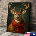 Winter Buck in Red Scarf – Christmas Cabin Wall Art, Rustic Christmas Decor