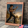 Everything Will Kill You Bear Fishing Canvas Wall Art– Funny Fishing & Bear Wall Art for Man Cave Decor
