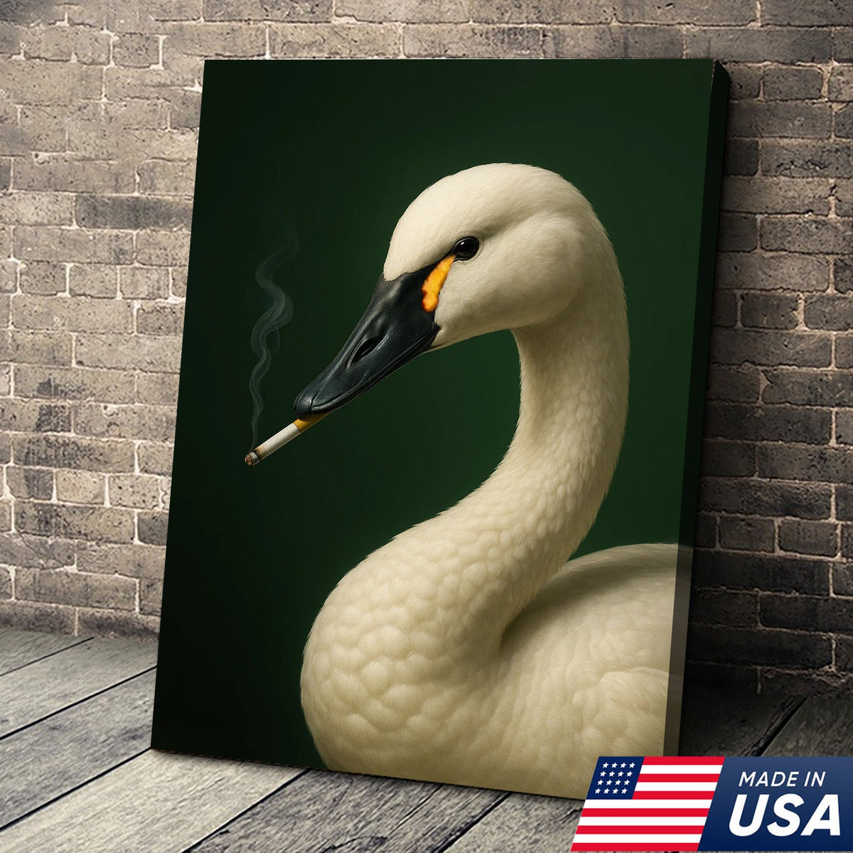 Tundra Swan Wall Art Canvas - Elegant Wildlife Cabin Decor - Unique Hunting Lodge Artwork