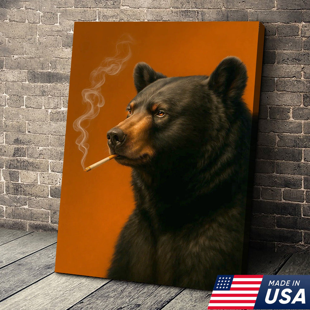 Black Bear Canvas Wall Art – Bold Rustic Wildlife Decor for Cabin, Lodge & Nature Lovers