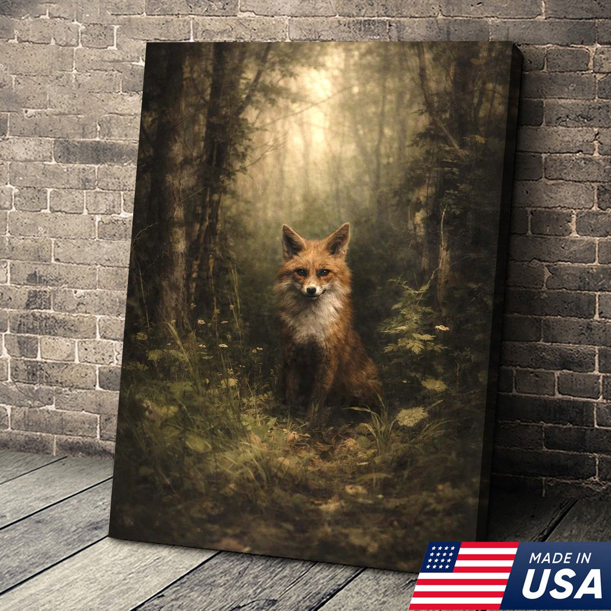 Enchanted Forest Fox Canvas Wall Art, Mystical Woodland Animal Portrait