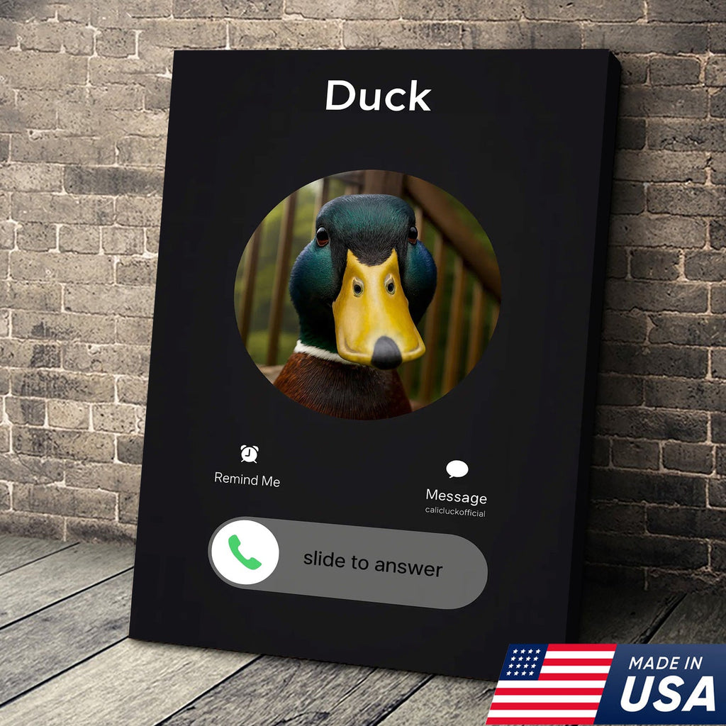 Funny Duck Calling Canvas – Hilarious “Incoming Call from Duck” Wall Art for Farmhouse