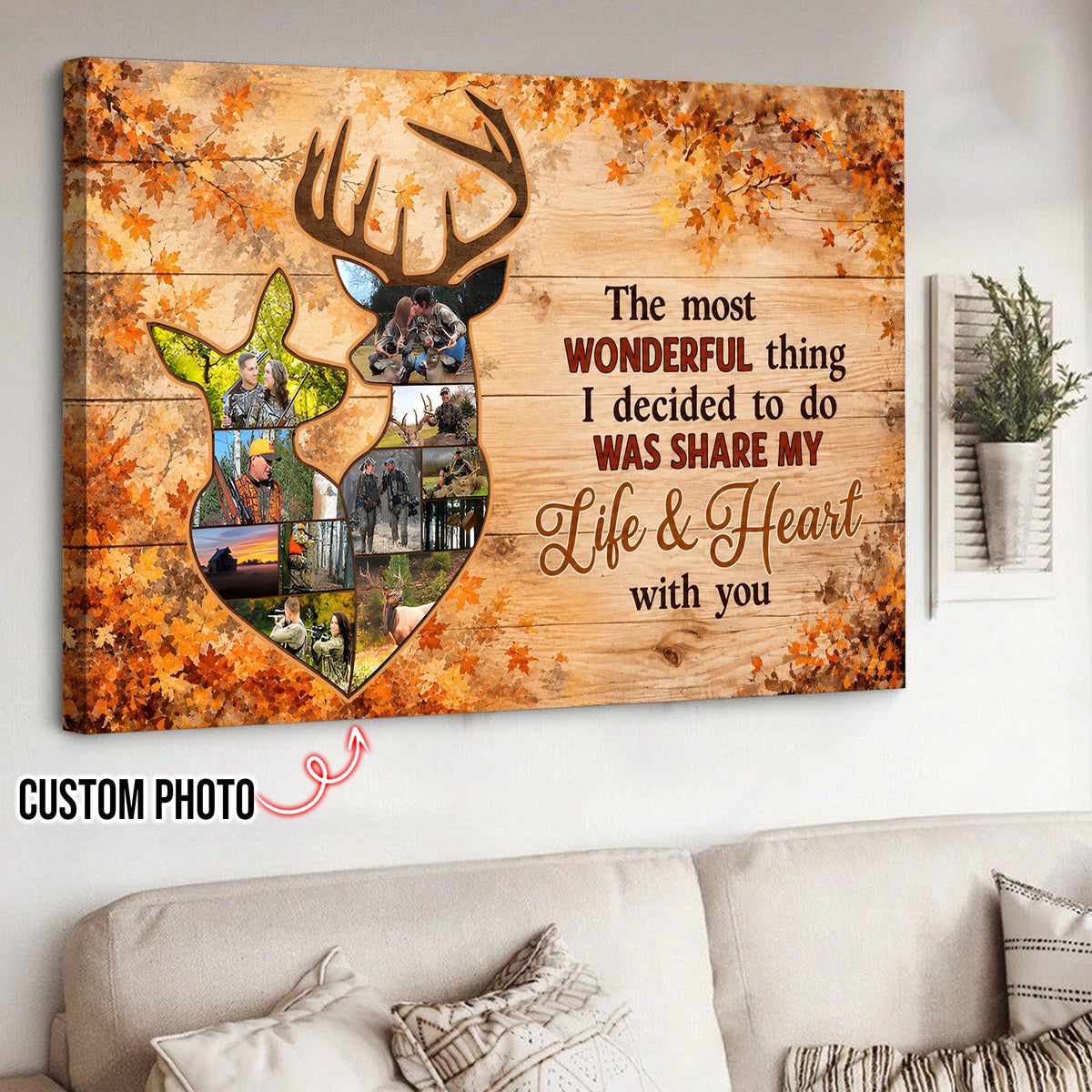 Personalized Deer Couple Est Canvas
