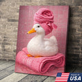 Funny Duck Bathroom Canvas Wall Art – Duck Spa Painting With Towel