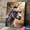 Funny Donkey With Sunglasses Canvas Wall Art – Farm Animal Funny Farmhouse Decor
