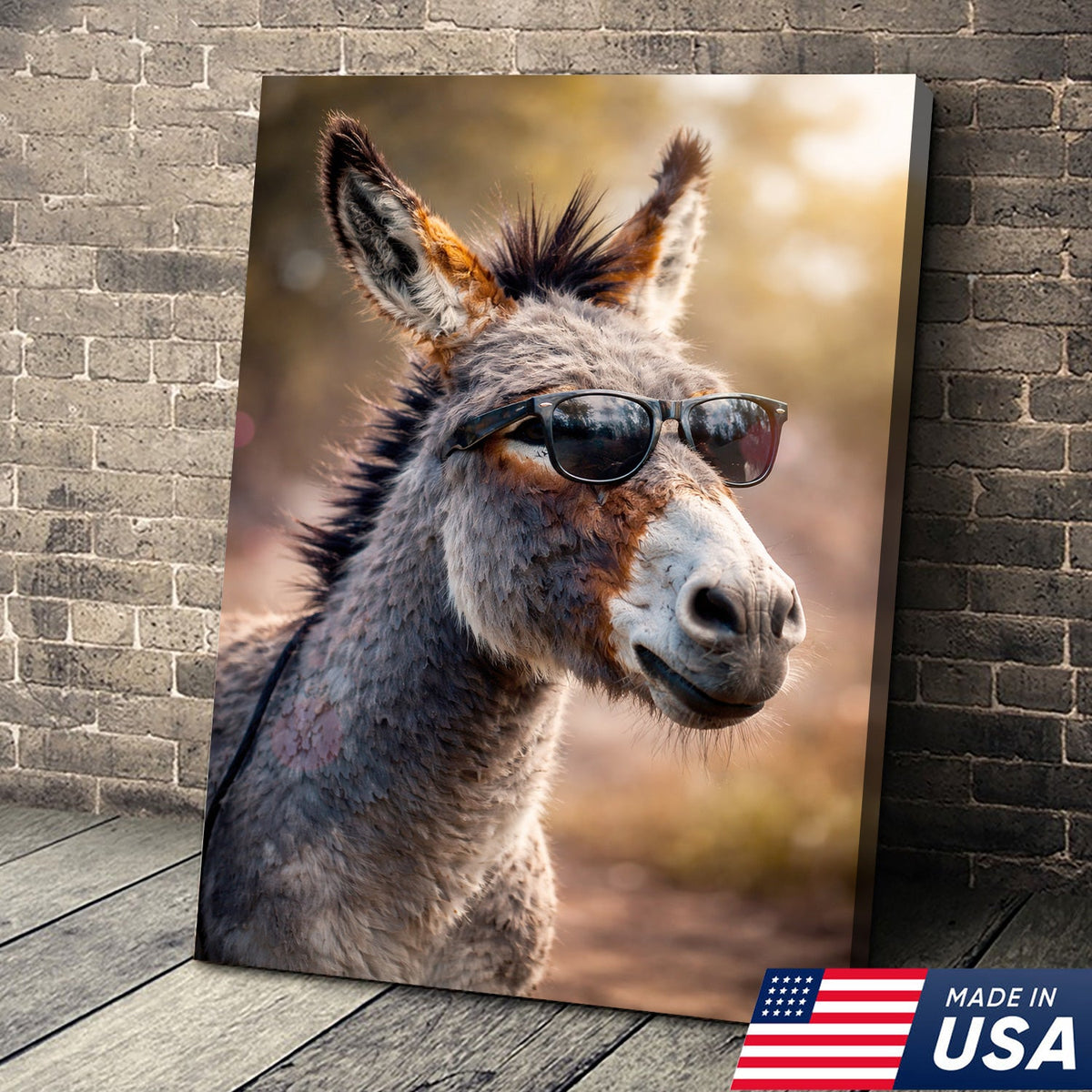 Funny Donkey With Sunglasses Canvas Wall Art – Farm Animal Funny Farmhouse Decor