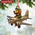 Personalized Dog Pilot Christmas Ornament, Custom Name U.S. Air Force Airplane, Military Dog Lover Tree Decor Gift