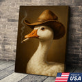 Cowboy Duck Canvas Wall Art – Funny Rustic Decor for Hunters & Man Cave