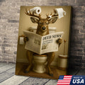 Funny Deer Bathroom Canvas – “Deer News” Toilet Wall Art for Hunters, Cabin, or Man Cave Decor