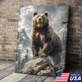 Majestic Bear Canvas Wall Art – Mountain Wilderness Animal Decor for Rustic Home