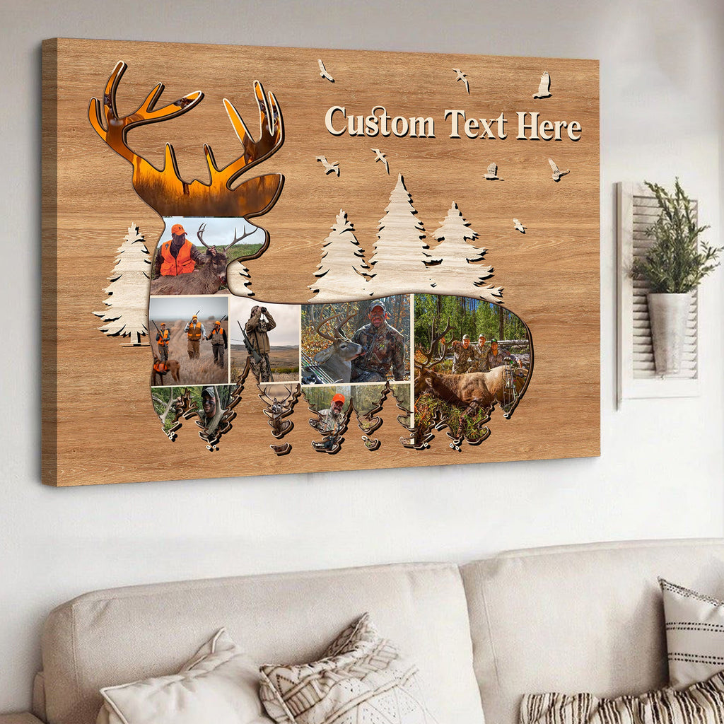 Custom Hunting Photo Collage Deer Wall Art Canvas - Personalized Hunter Gift