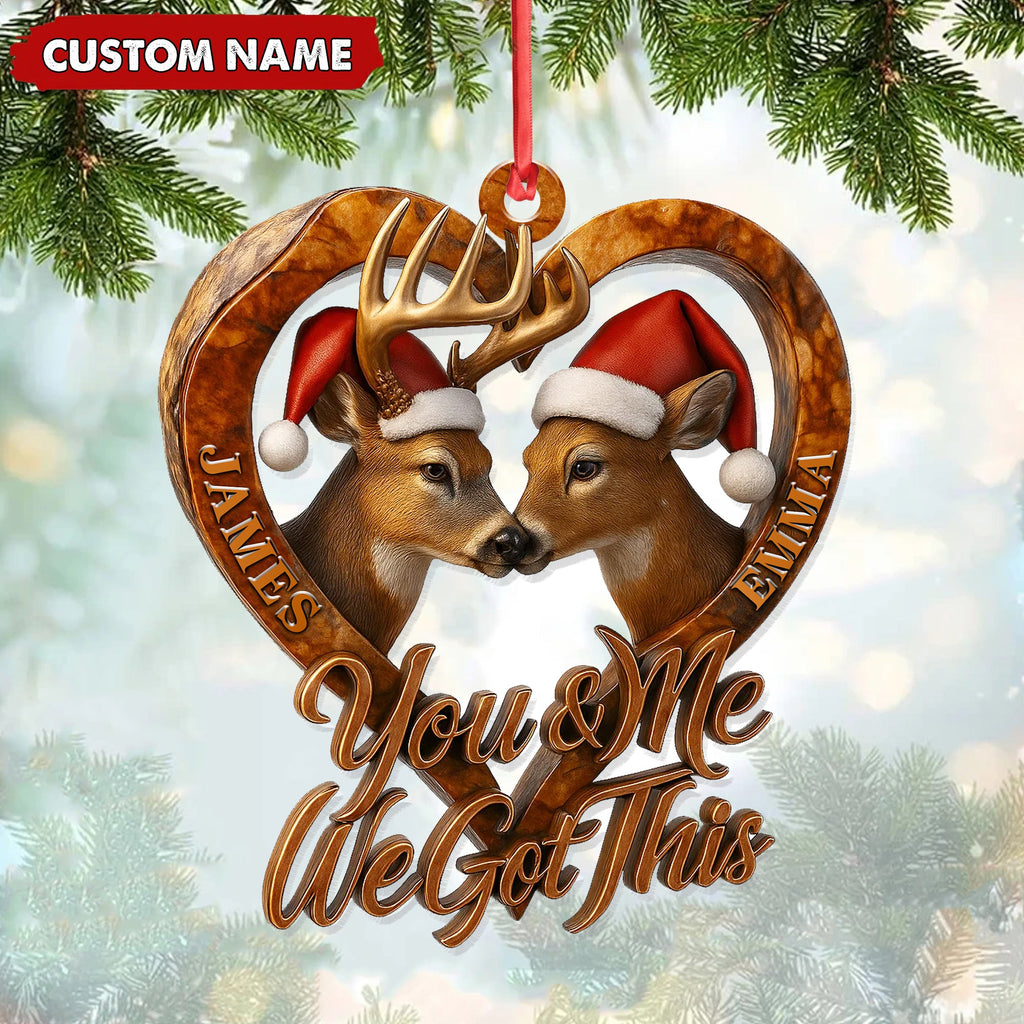Personalized Deer Couple Christmas Ornament, You & Me We Got This Custom Name Gift