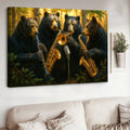 Funny Bear Band Canvas – Rustic Cabin Wall Art Gift for Hunters, Musicians & Nature Lovers