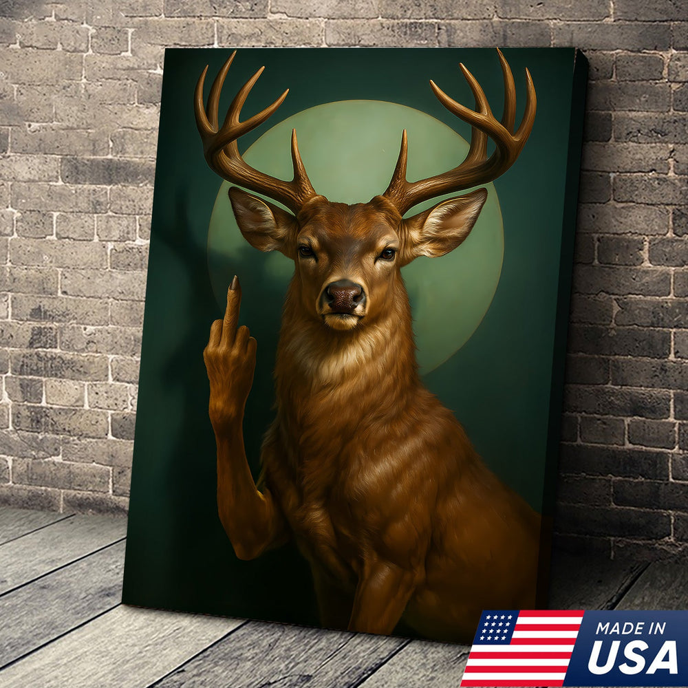 Funny Fukin Deer Wall Art – Sarcastic Wildlife Canvas for Hunters, Man Cave & Cabin Decor