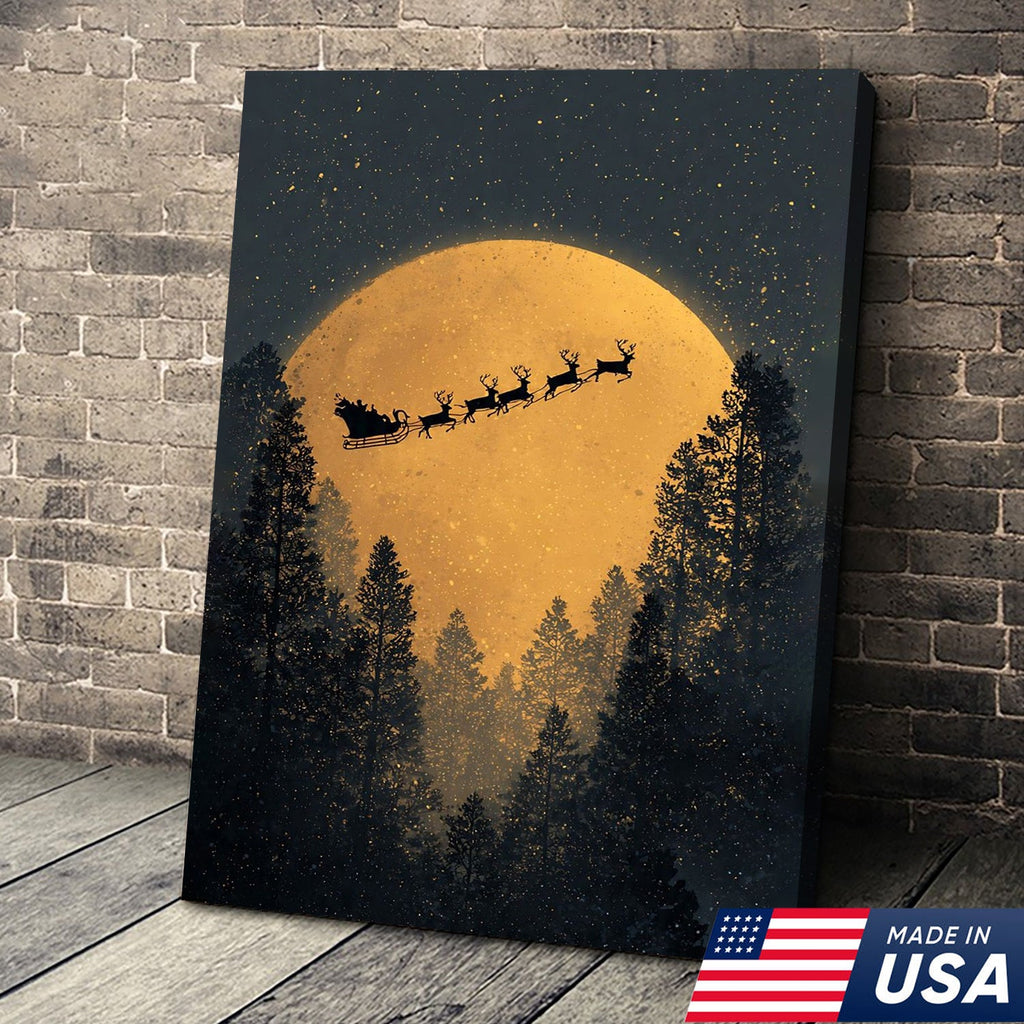 Golden Moon Santa Canvas