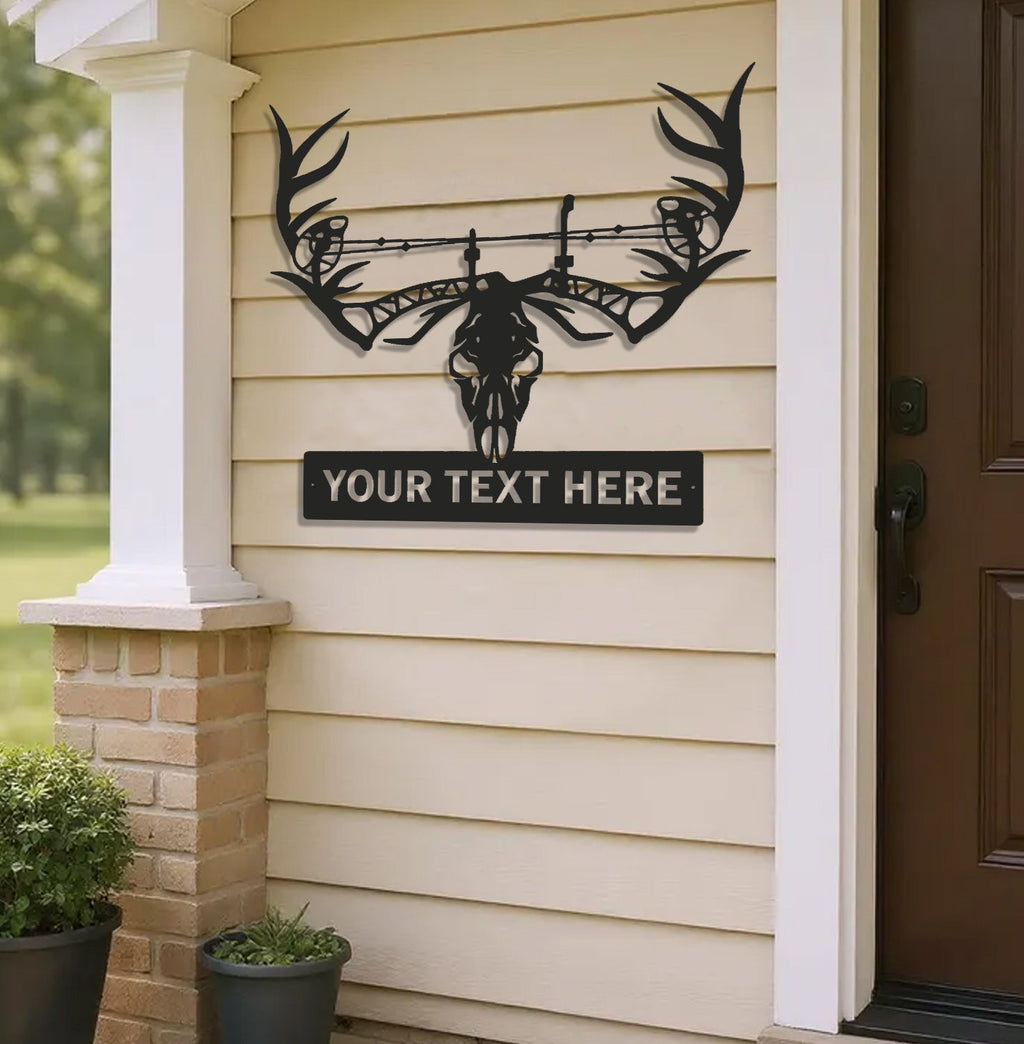 Personalized Deer Skull Metal Sign WITH LED/WITHOUT LED – Custom Hunter Wall Art
