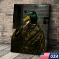 Funny Duck Brushing Teeth Canvas – Bathroom Wall Art for Men, Morning Routine Humor Decor