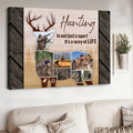 Custom Hunting Photo Collage Sign Canvas - Deer Silhouette Wall Art, Hunter Gift for Men