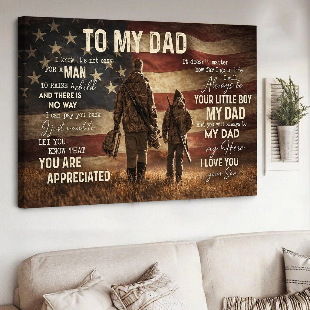 To My Dad Hunting Canvas Wall Art – Father and Son Deer Hunting Gift