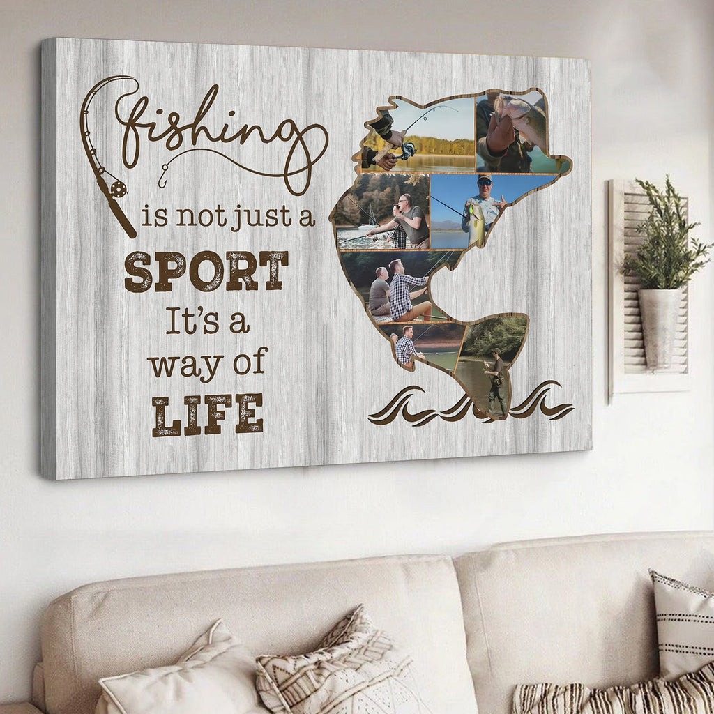 Custom Photo Fishing Is Not Just a Sport Canvas Wall Art – Fishing Gift for Dad, Fisherman Wall Decor