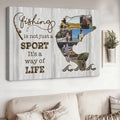 Custom Photo Fishing Is Not Just a Sport Canvas Wall Art – Fishing Gift for Dad, Fisherman Wall Decor