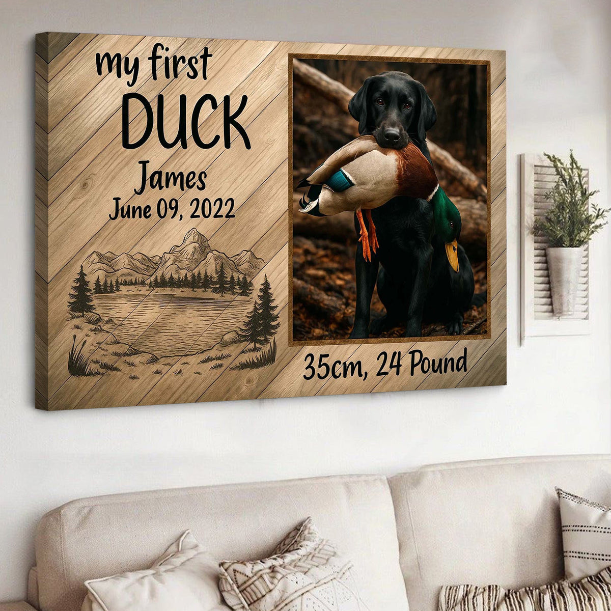 My First Duck Hunting Personalized Canvas, Custom Labrador Retriever Photo Wall Art